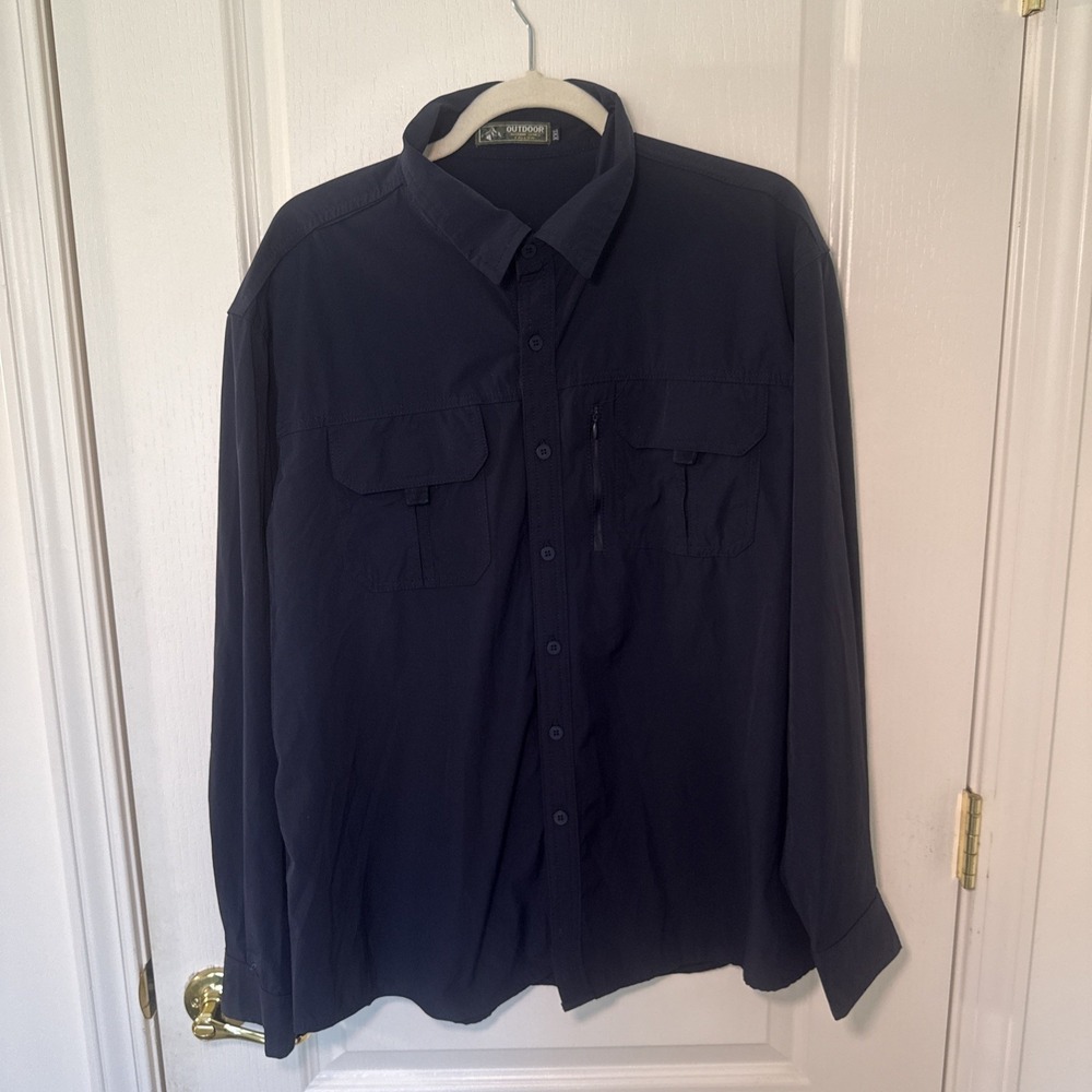 Outdoor Tactical Vented Shirt XXL Gray Long Sleeve Fishing Hiking Zip Pocket UPF